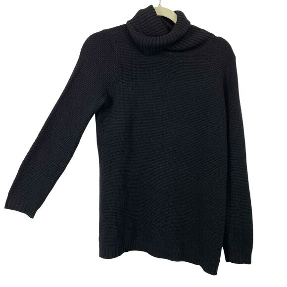 AB Studio Knit Turtleneck Top Women Size Large Black Long Sleeve Pullover - Picture 1 of 9